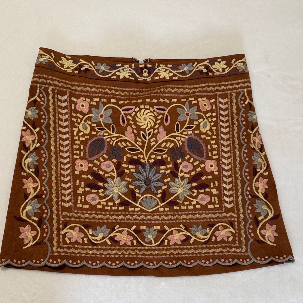 Jacquie The Label  Floral Embroidered Mini Skirt